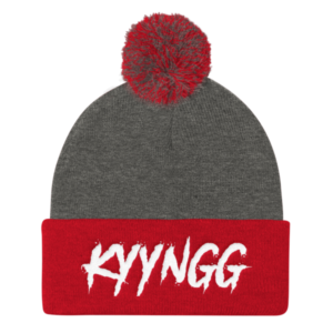 Kyyngg White Logo Pom Pom Beanie